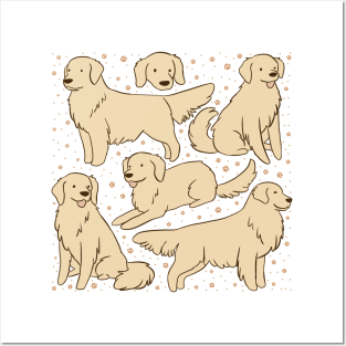 Cute golden Retriever illustration Posters and Art